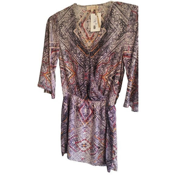 Eight Sixty Womens Bell Sleeve Cream Multicolor Lined Dress Multi Pattern Size M - Picture 12 of 12